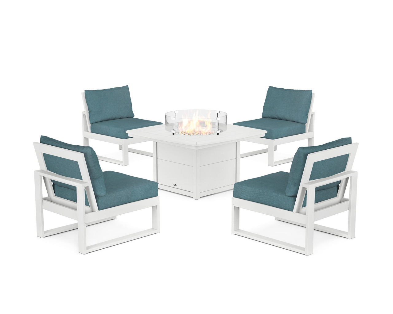 Trex Eastport Modular 5-Piece Deep Seating Set with Yacht Club Fire Pit Table