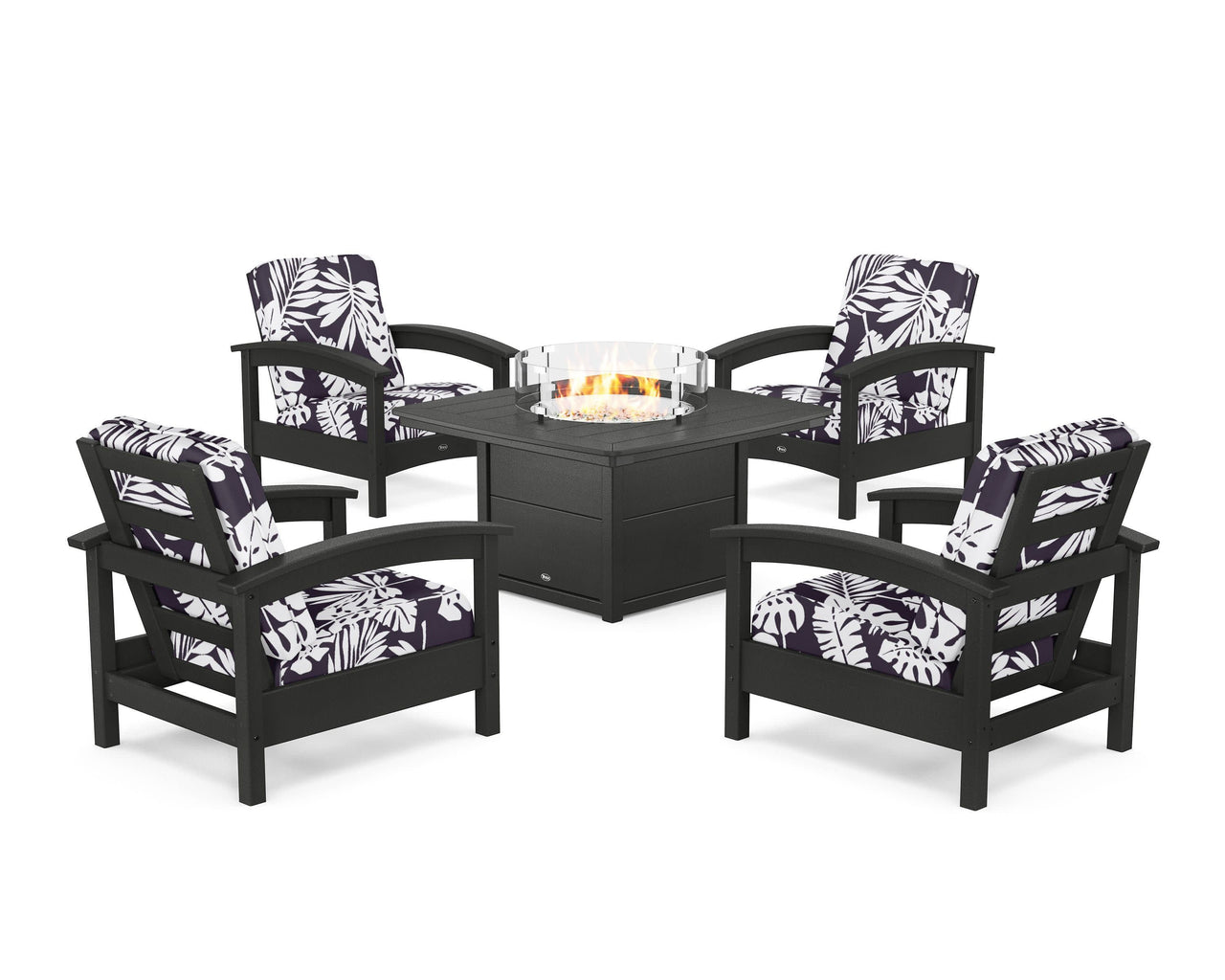 Trex Rockport 5-Piece Deep Seating Set with Yacht Club Fire Pit Table