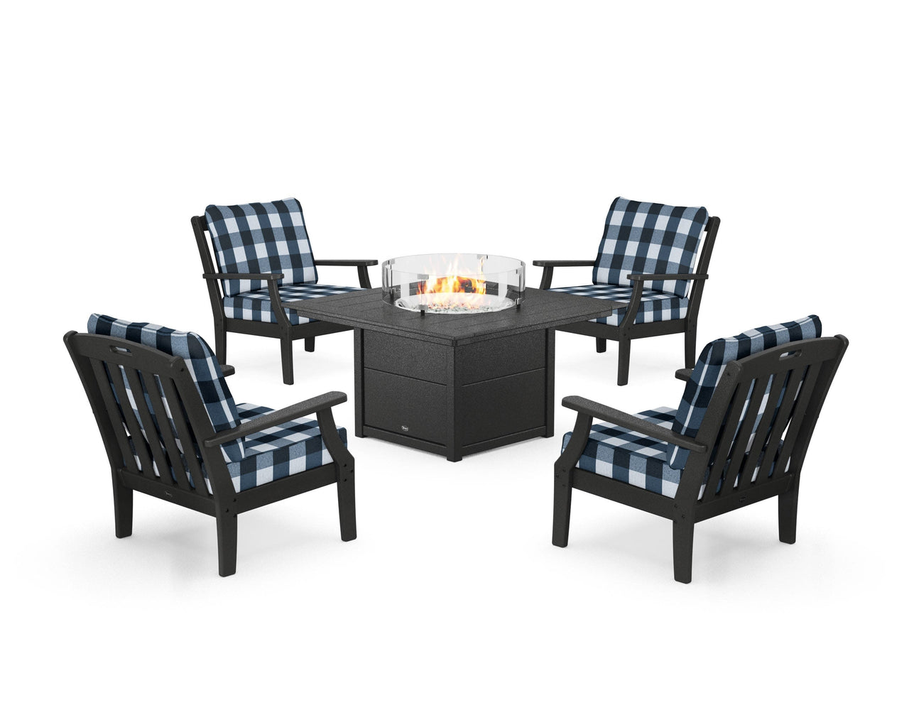 Trex Yacht Club 5-Piece Deep Seating Set with Square Fire Pit Table