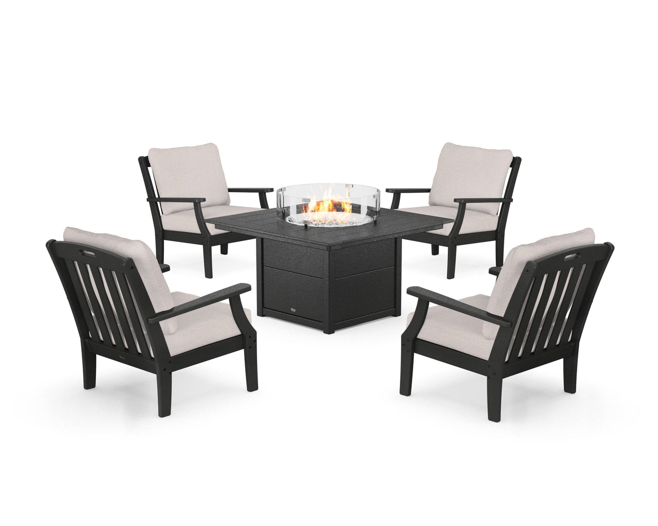 Trex Yacht Club 5-Piece Deep Seating Set with Square Fire Pit Table