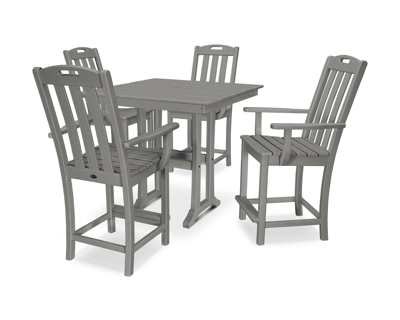Trex Yacht Club 5-Piece Farmhouse Trestle Arm Chair Counter Set