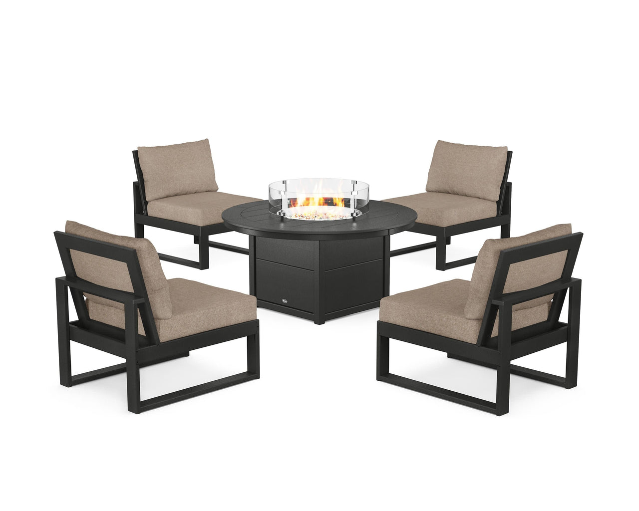 Trex Eastport Modular 5-Piece Deep Seating Set with Round Fire Pit Table