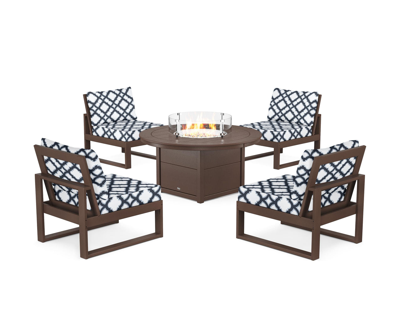 Trex Eastport Modular 5-Piece Deep Seating Set with Round Fire Pit Table
