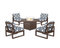 Thumbnail for Trex Eastport Modular 5-Piece Deep Seating Set with Round Fire Pit Table