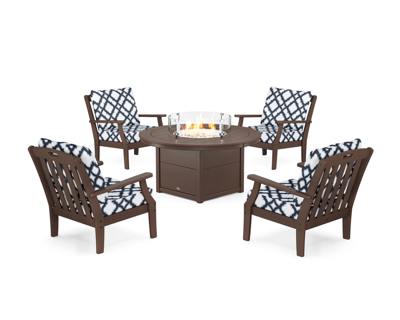 Trex Yacht Club 5-Piece Deep Seating Set with Round Fire Pit Table
