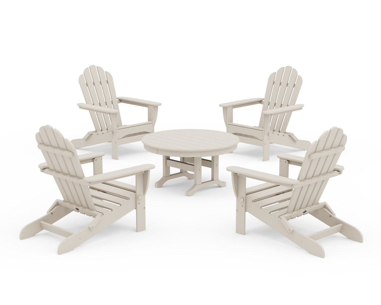 Trex 5-Piece Monterey Bay Folding Adirondack Chair Conversation Group - Sand Castle