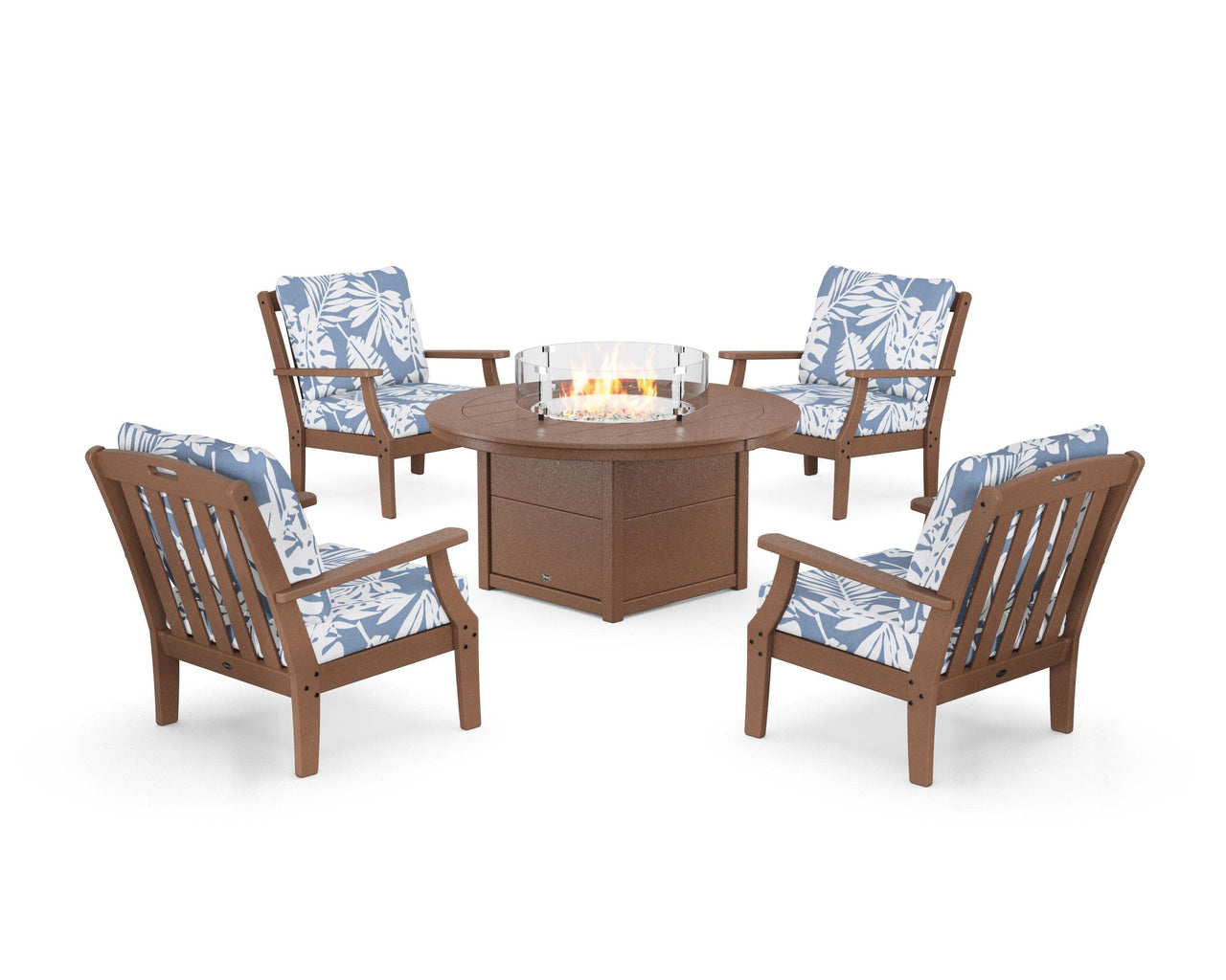 Trex Yacht Club 5-Piece Deep Seating Set with Round Fire Pit Table