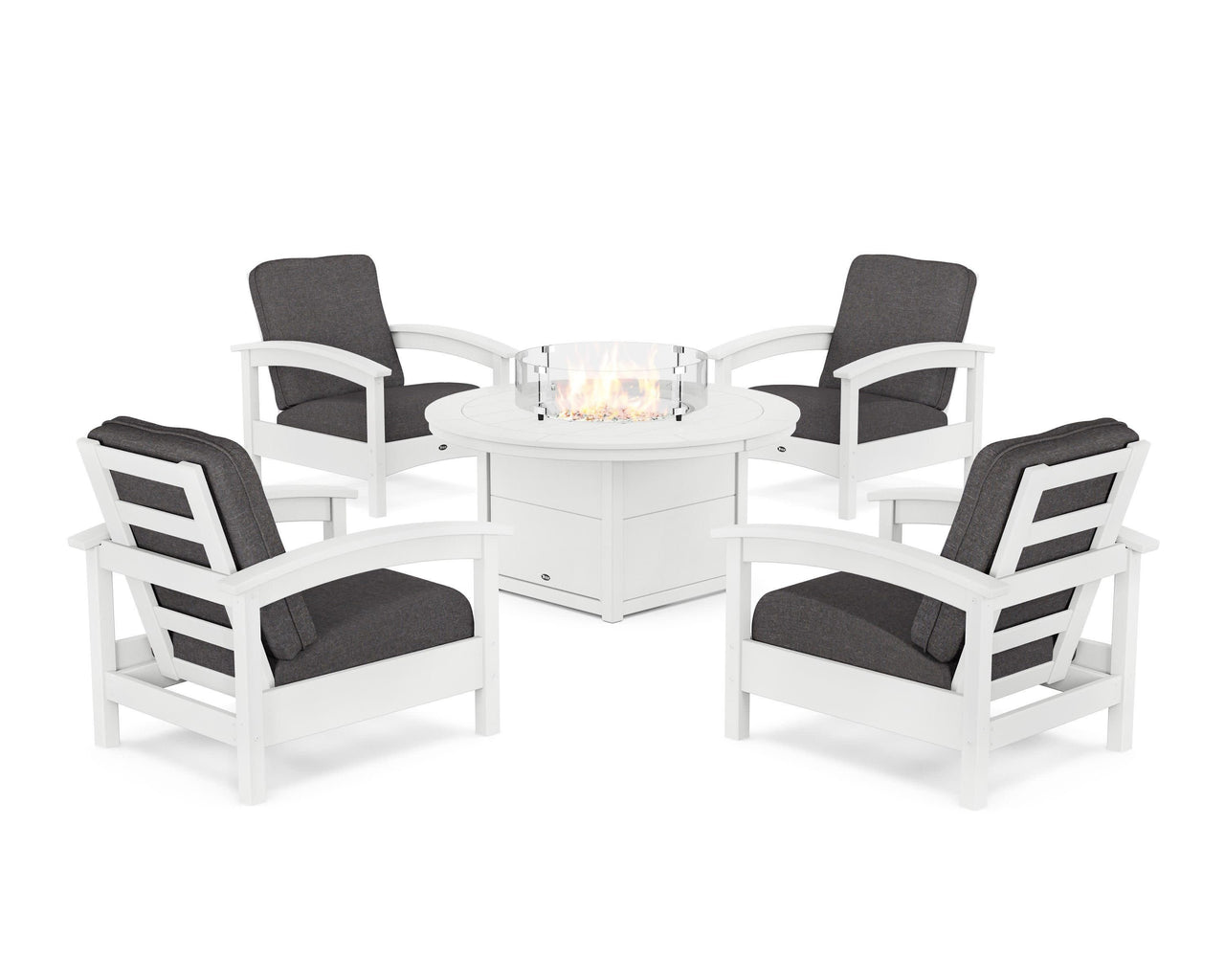 Trex Rockport 5-Piece Deep Seating Set with Round Fire Pit Table