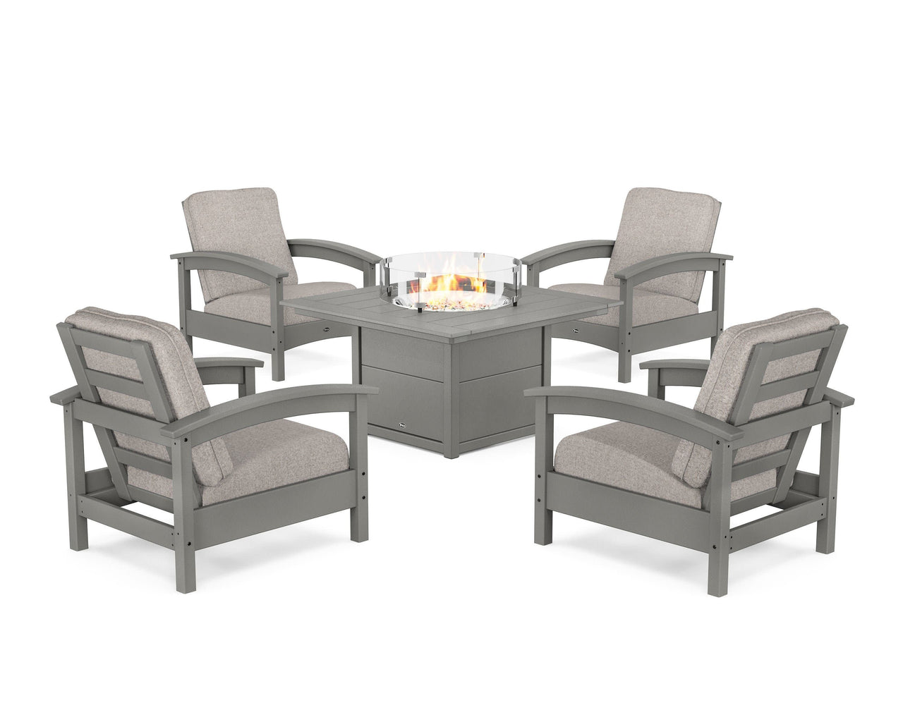 Trex Rockport 5-Piece Deep Seating Set with Square Fire Pit Table