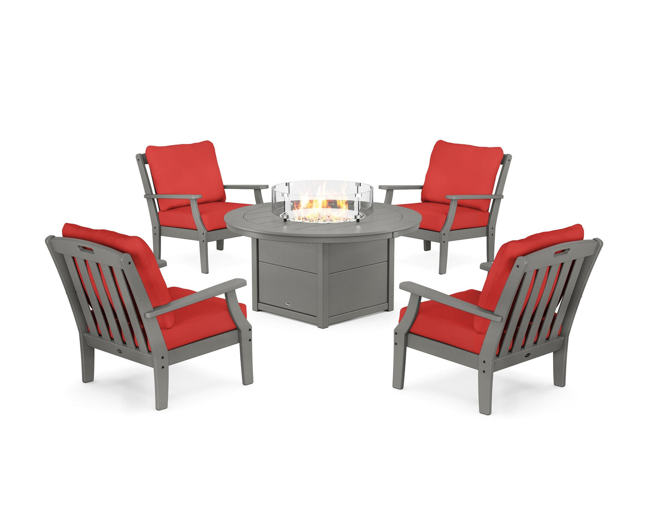 Trex Yacht Club 5-Piece Deep Seating Set with Round Fire Pit Table