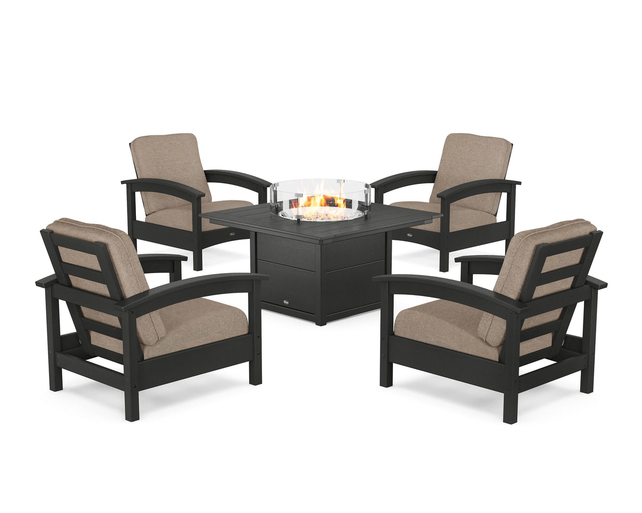 Trex Rockport 5-Piece Deep Seating Set with Square Fire Pit Table
