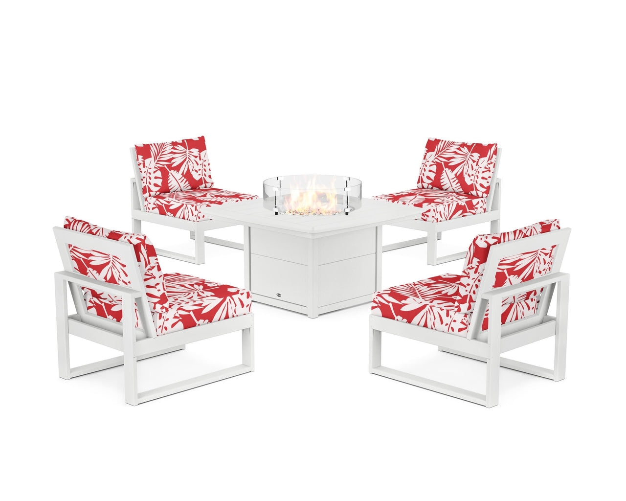 Trex Eastport Modular 5-Piece Deep Seating Set with Yacht Club Fire Pit Table