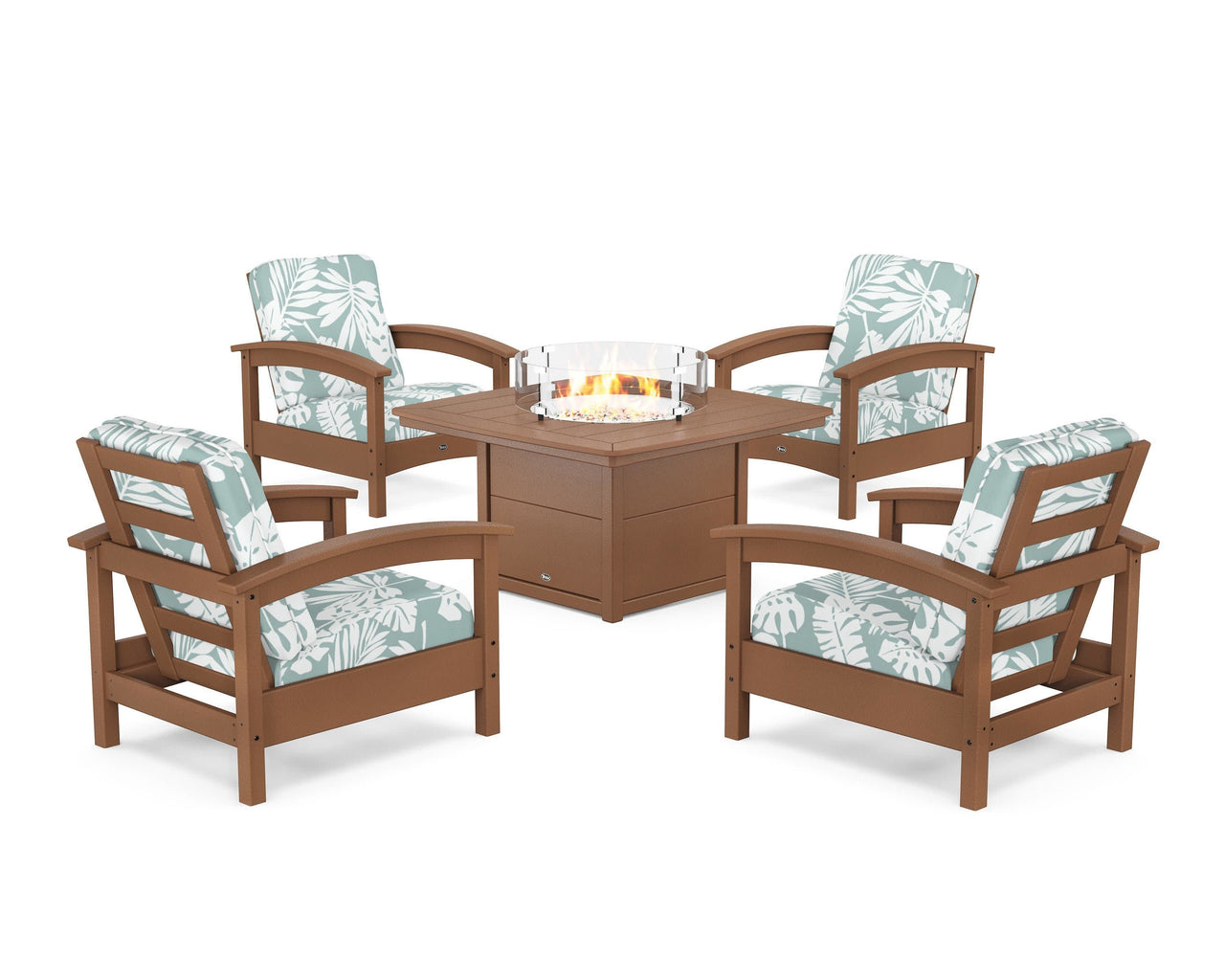 Trex Rockport 5-Piece Deep Seating Set with Yacht Club Fire Pit Table
