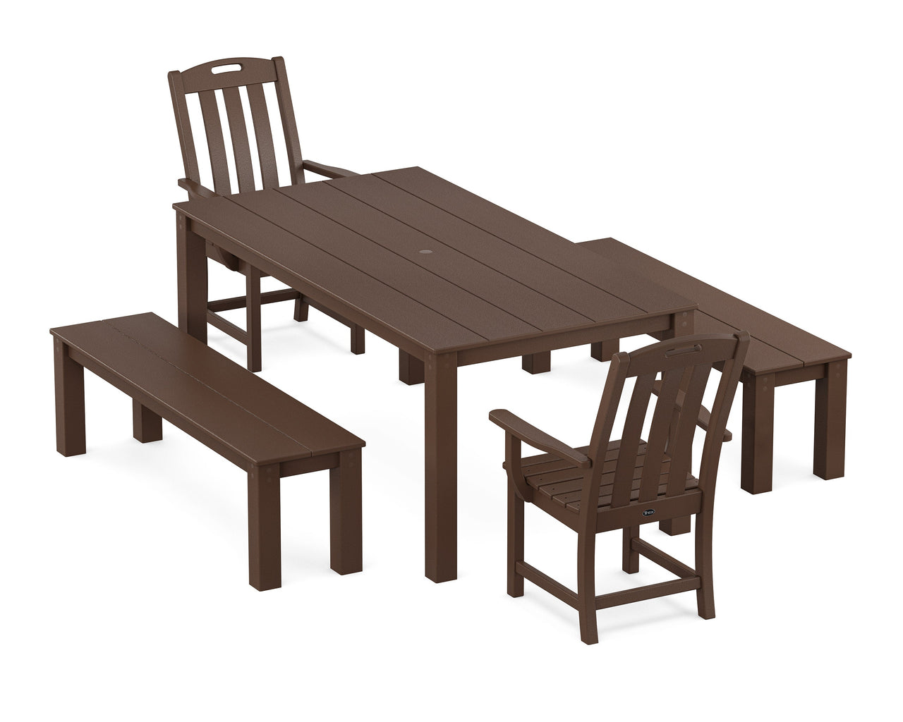 Trex Yacht Club 5-Piece Parsons Dining Set with Benches