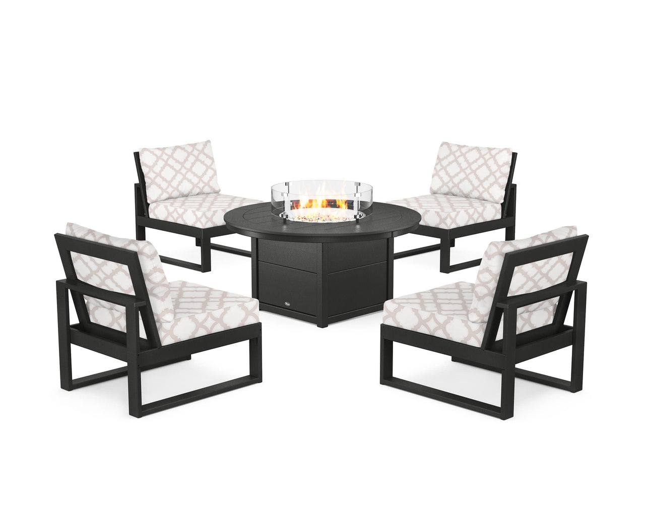 Trex Eastport Modular 5-Piece Deep Seating Set with Round Fire Pit Table