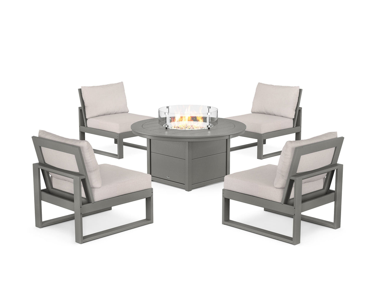 Trex Eastport Modular 5-Piece Deep Seating Set with Round Fire Pit Table