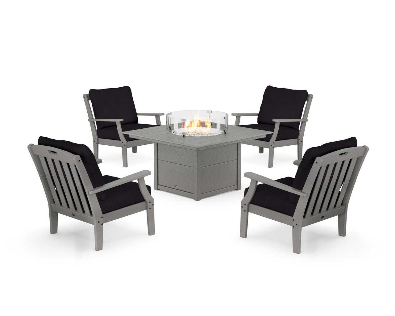 Trex Yacht Club 5-Piece Deep Seating Set with Square Fire Pit Table