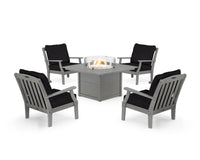 Thumbnail for Trex Yacht Club 5-Piece Deep Seating Set with Square Fire Pit Table