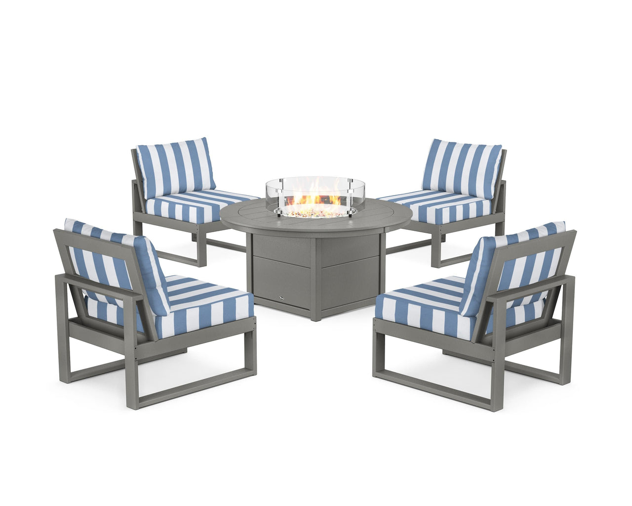 Trex Eastport Modular 5-Piece Deep Seating Set with Round Fire Pit Table