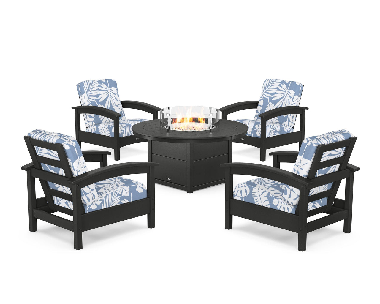 Trex Rockport 5-Piece Deep Seating Set with Round Fire Pit Table