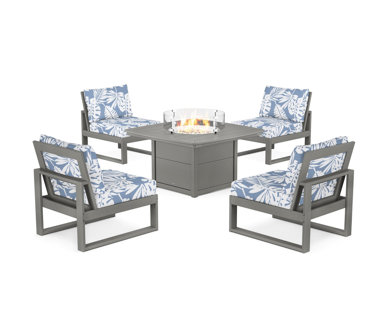 Trex Eastport Modular 5-Piece Deep Seating Set with Yacht Club Fire Pit Table