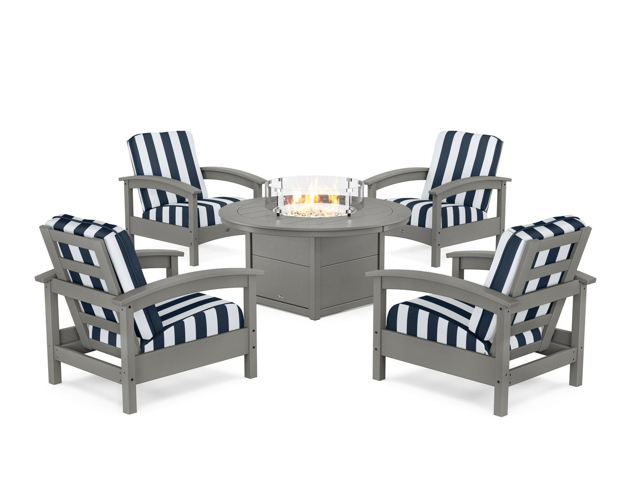Trex Rockport 5-Piece Deep Seating Set with Round Fire Pit Table