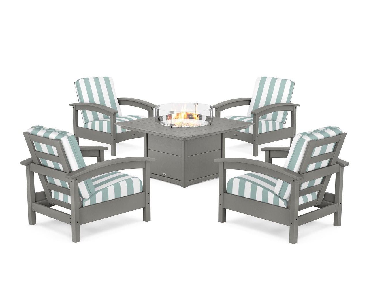 Trex Rockport 5-Piece Deep Seating Set with Square Fire Pit Table