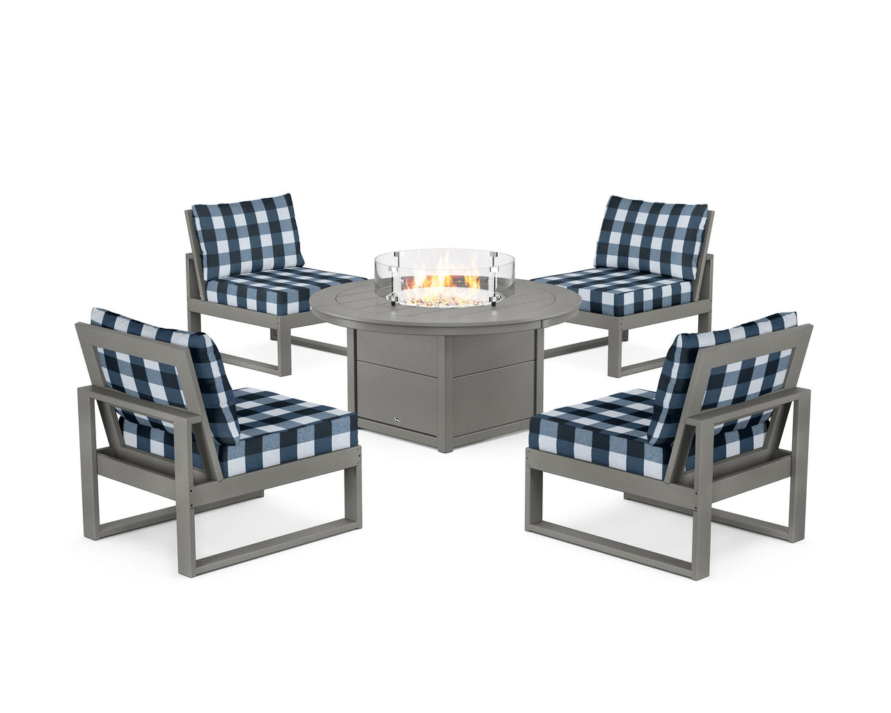 Trex Eastport Modular 5-Piece Deep Seating Set with Round Fire Pit Table