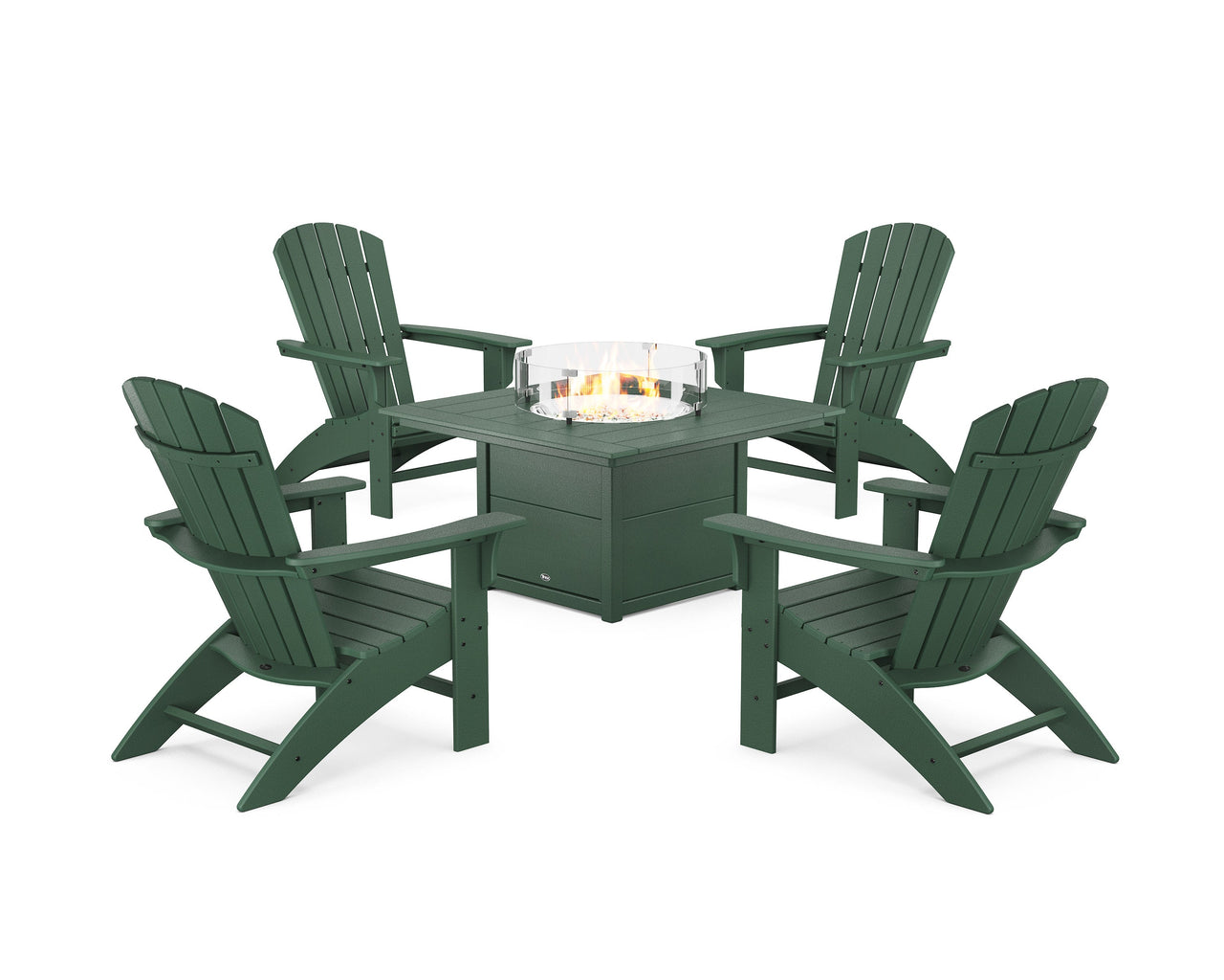 Trex Yacht Club Adirondack 5-Piece Set with Square Fire Pit Table
