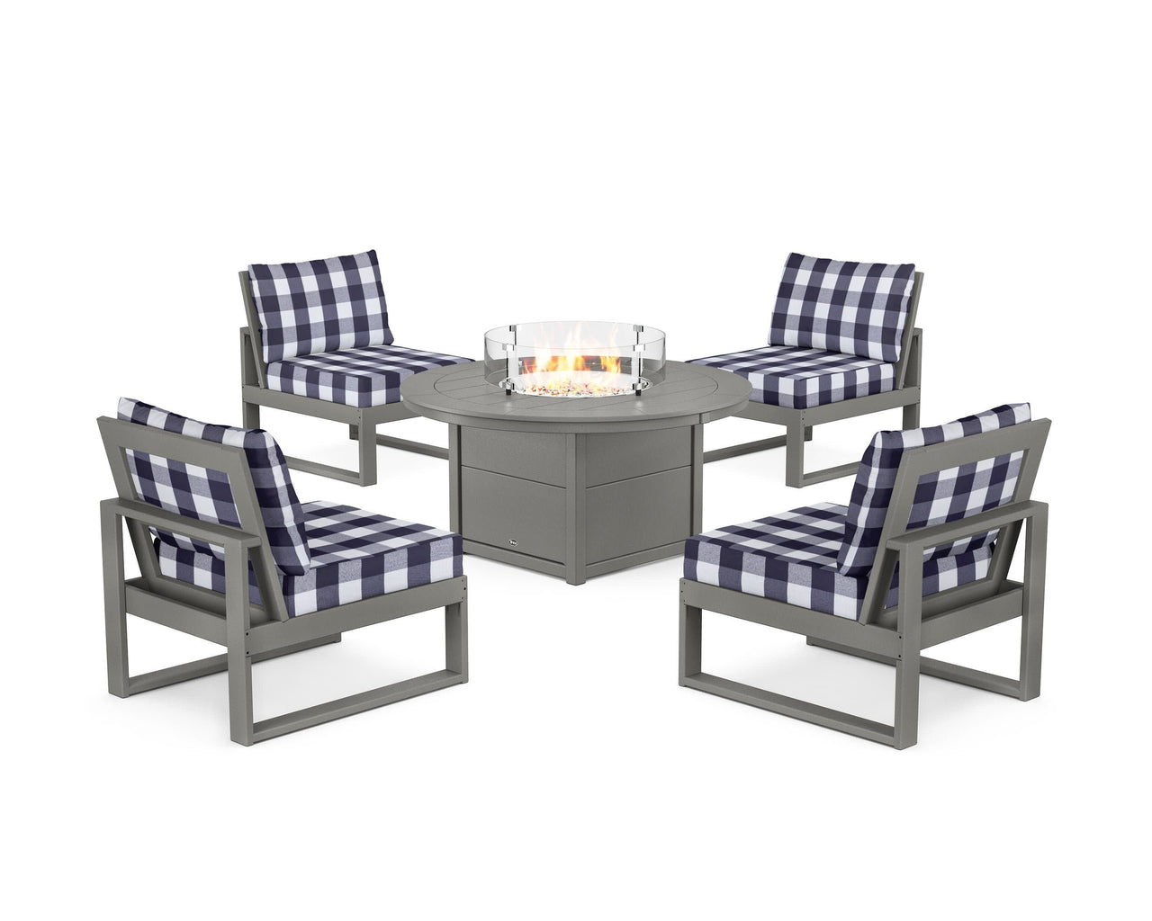 Trex Eastport Modular 5-Piece Deep Seating Set with Round Fire Pit Table