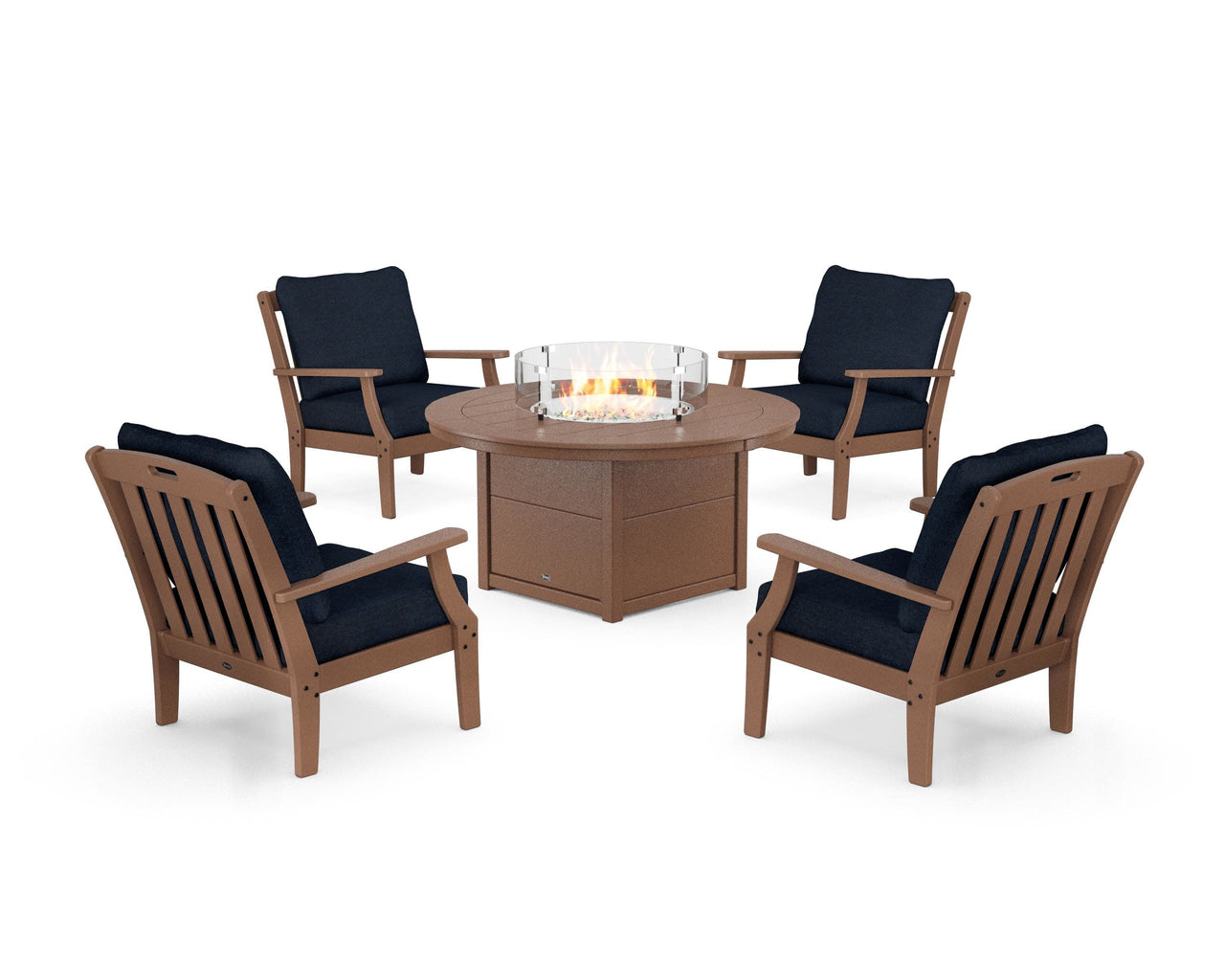 Trex Yacht Club 5-Piece Deep Seating Set with Round Fire Pit Table