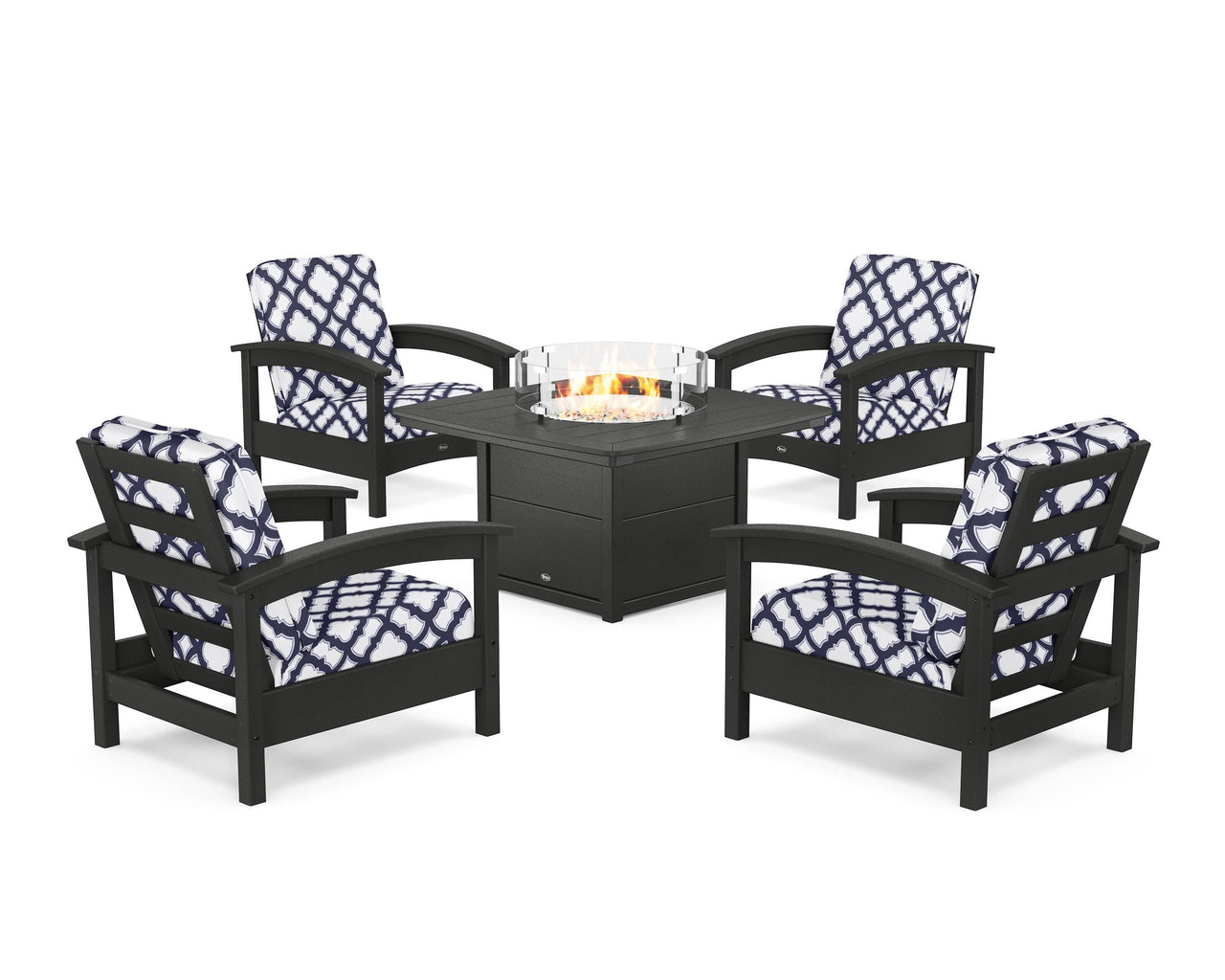 Trex Rockport 5-Piece Deep Seating Set with Yacht Club Fire Pit Table