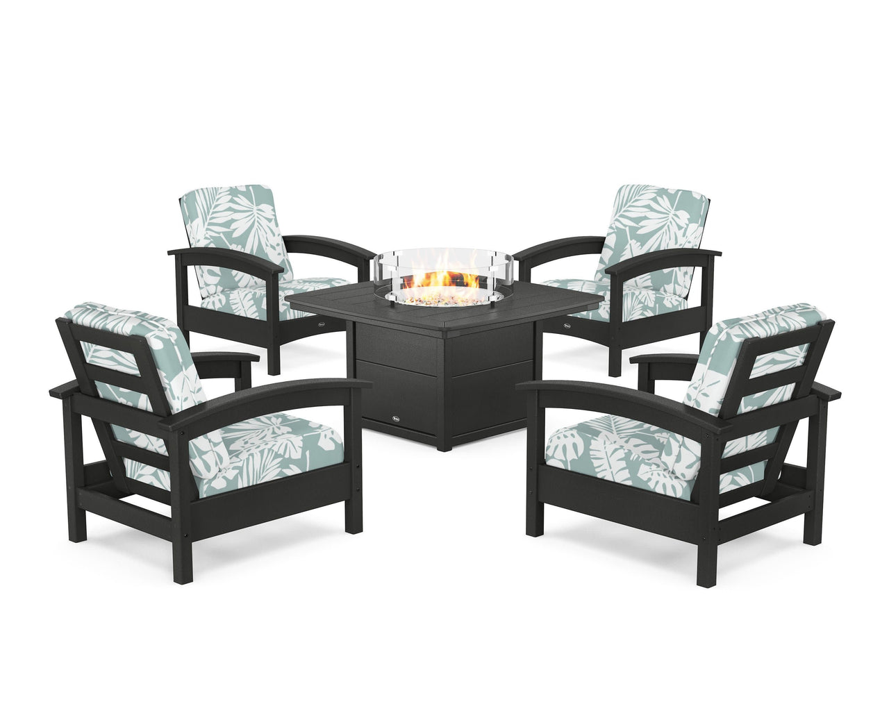 Trex Rockport 5-Piece Deep Seating Set with Yacht Club Fire Pit Table
