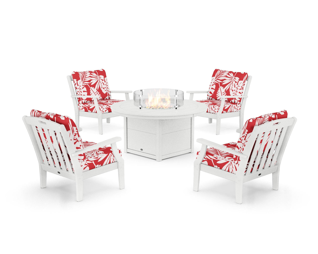 Trex Yacht Club 5-Piece Deep Seating Set with Round Fire Pit Table