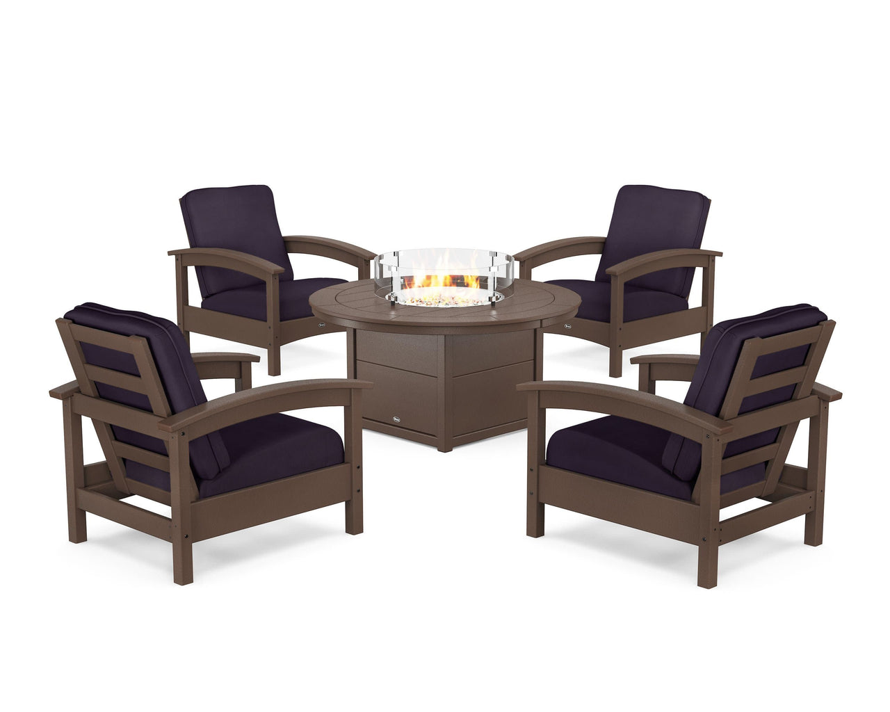 Trex Rockport 5-Piece Deep Seating Set with Round Fire Pit Table
