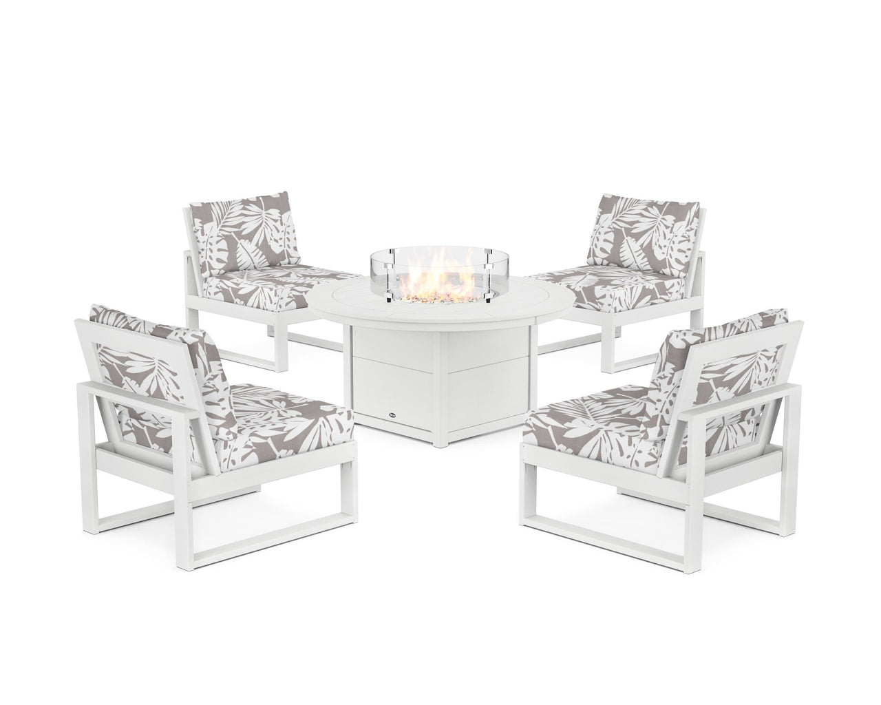 Trex Eastport Modular 5-Piece Deep Seating Set with Round Fire Pit Table