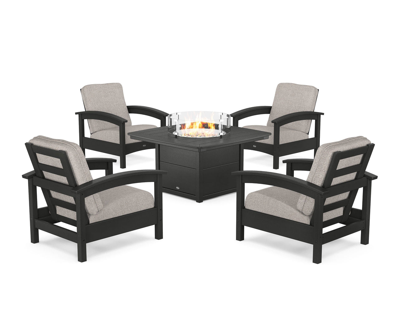 Trex Rockport 5-Piece Deep Seating Set with Yacht Club Fire Pit Table