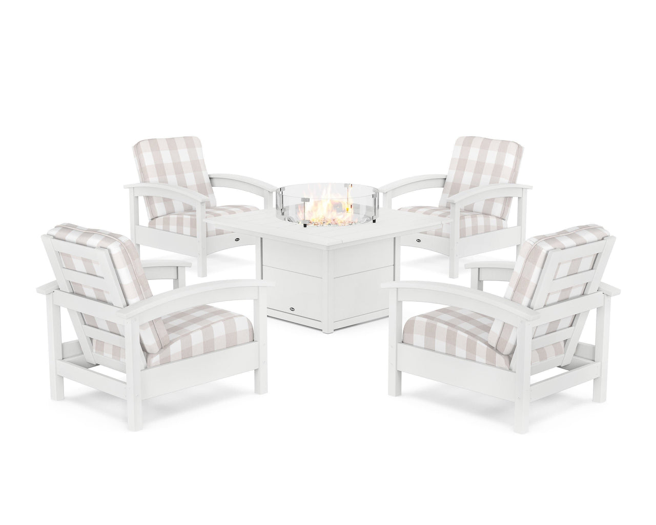 Trex Rockport 5-Piece Deep Seating Set with Square Fire Pit Table