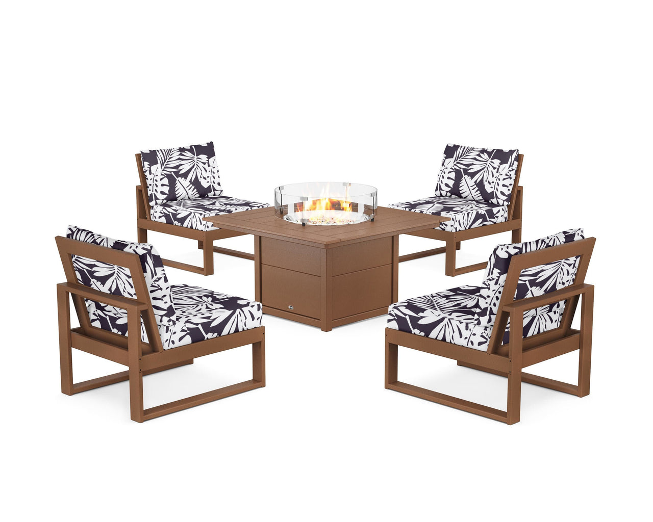 Trex Eastport Modular 5-Piece Deep Seating Set with Square Fire Pit Table