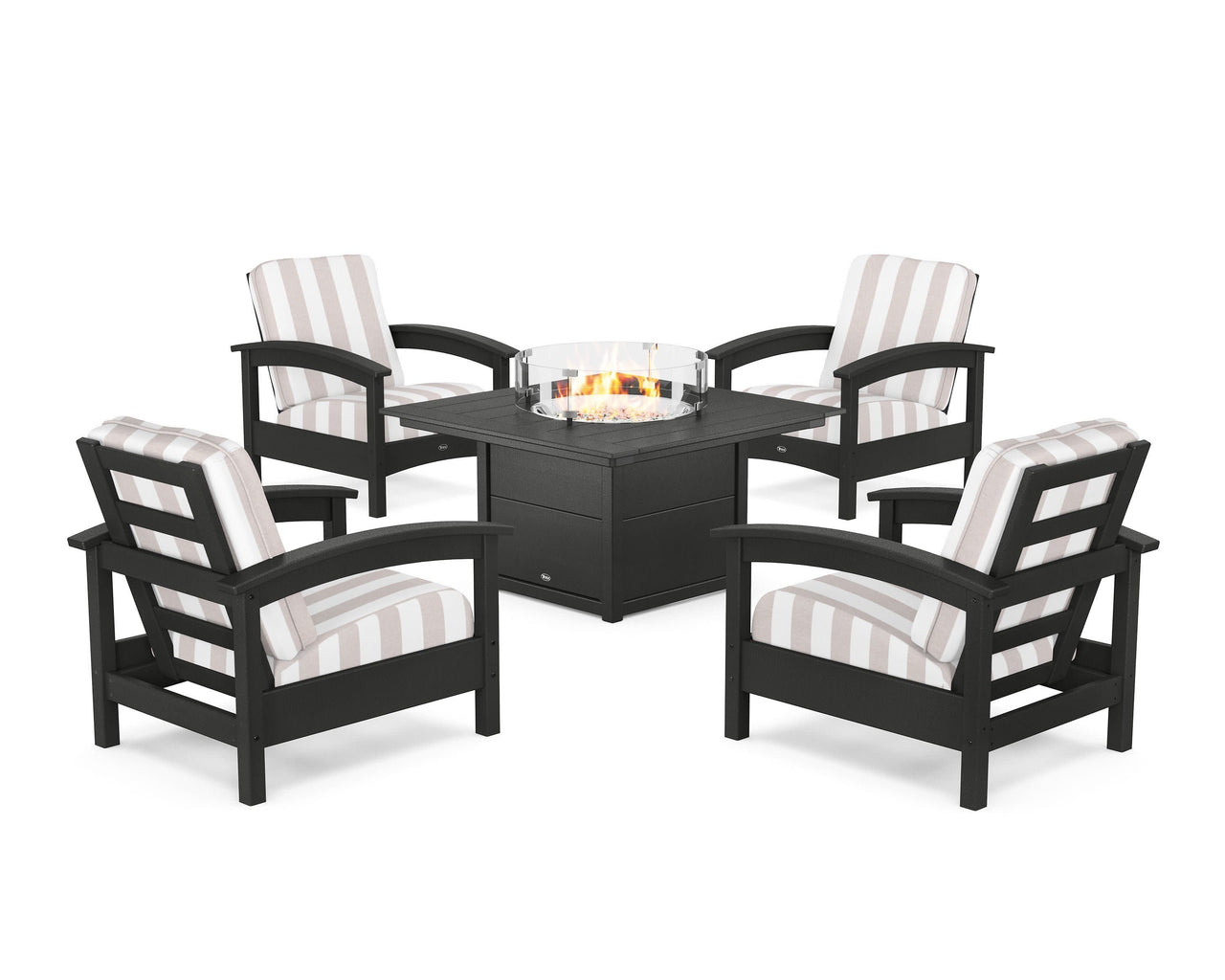 Trex Rockport 5-Piece Deep Seating Set with Square Fire Pit Table