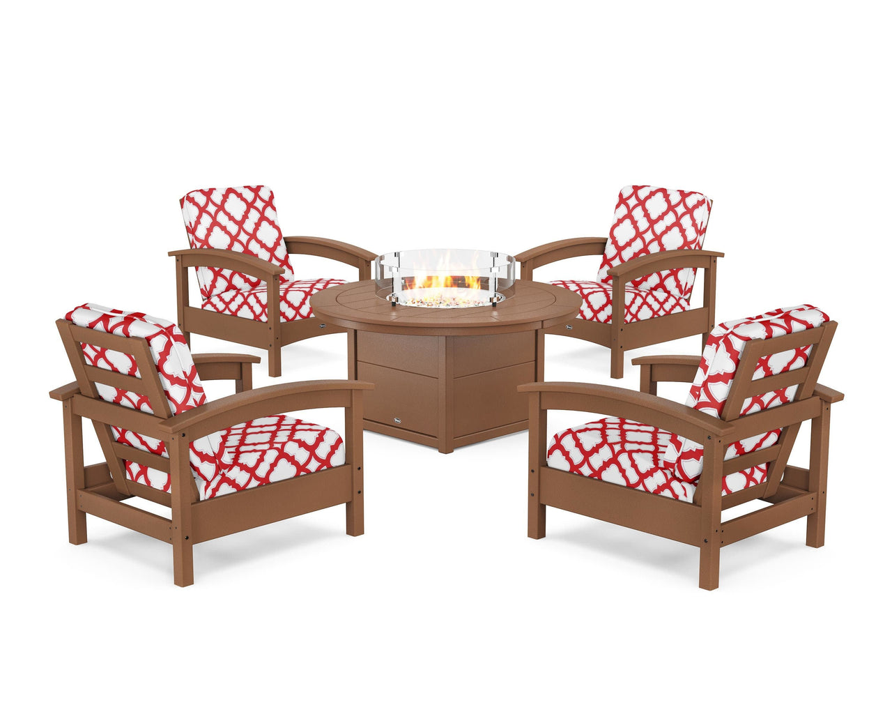 Trex Rockport 5-Piece Deep Seating Set with Round Fire Pit Table