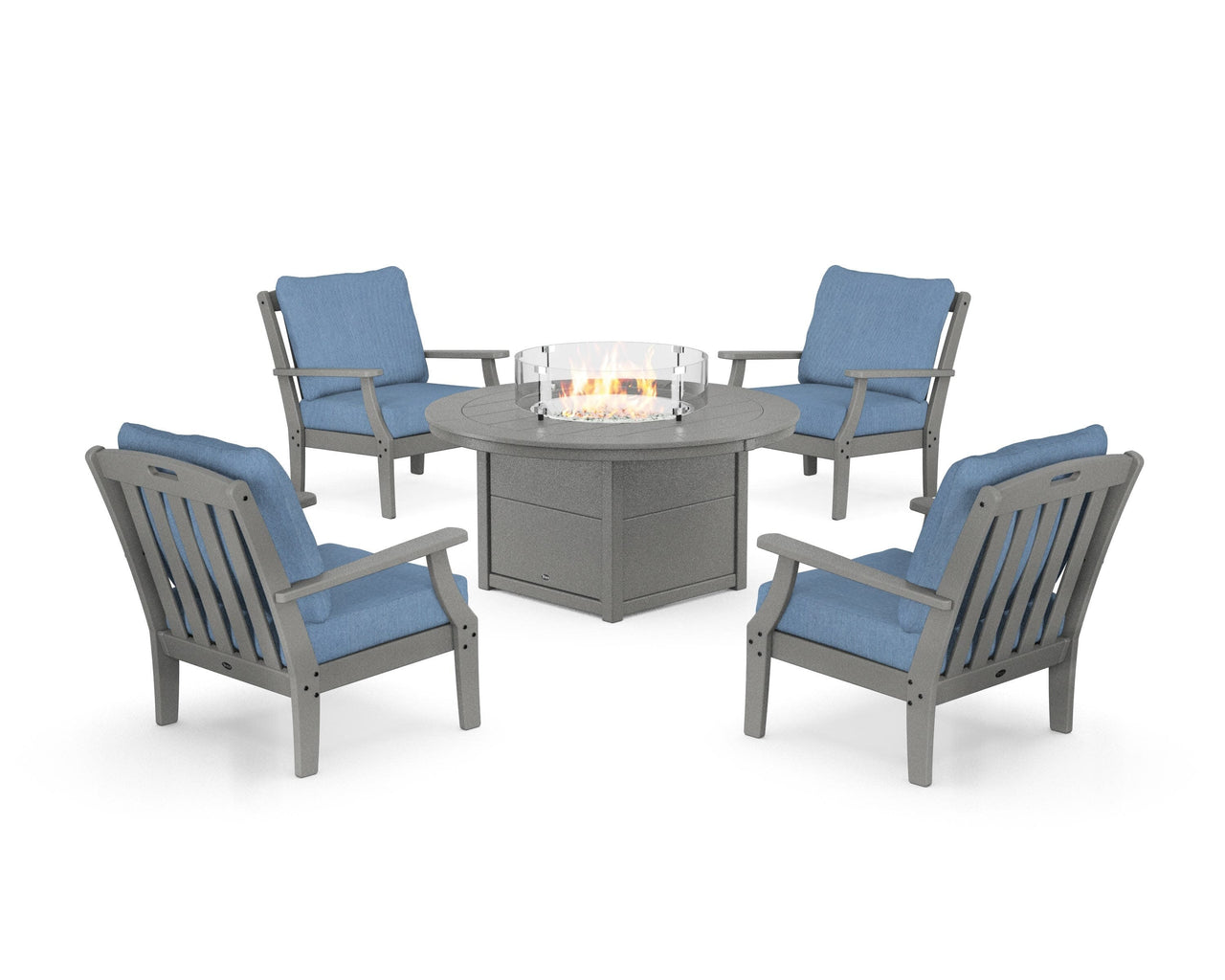 Trex Yacht Club 5-Piece Deep Seating Set with Round Fire Pit Table