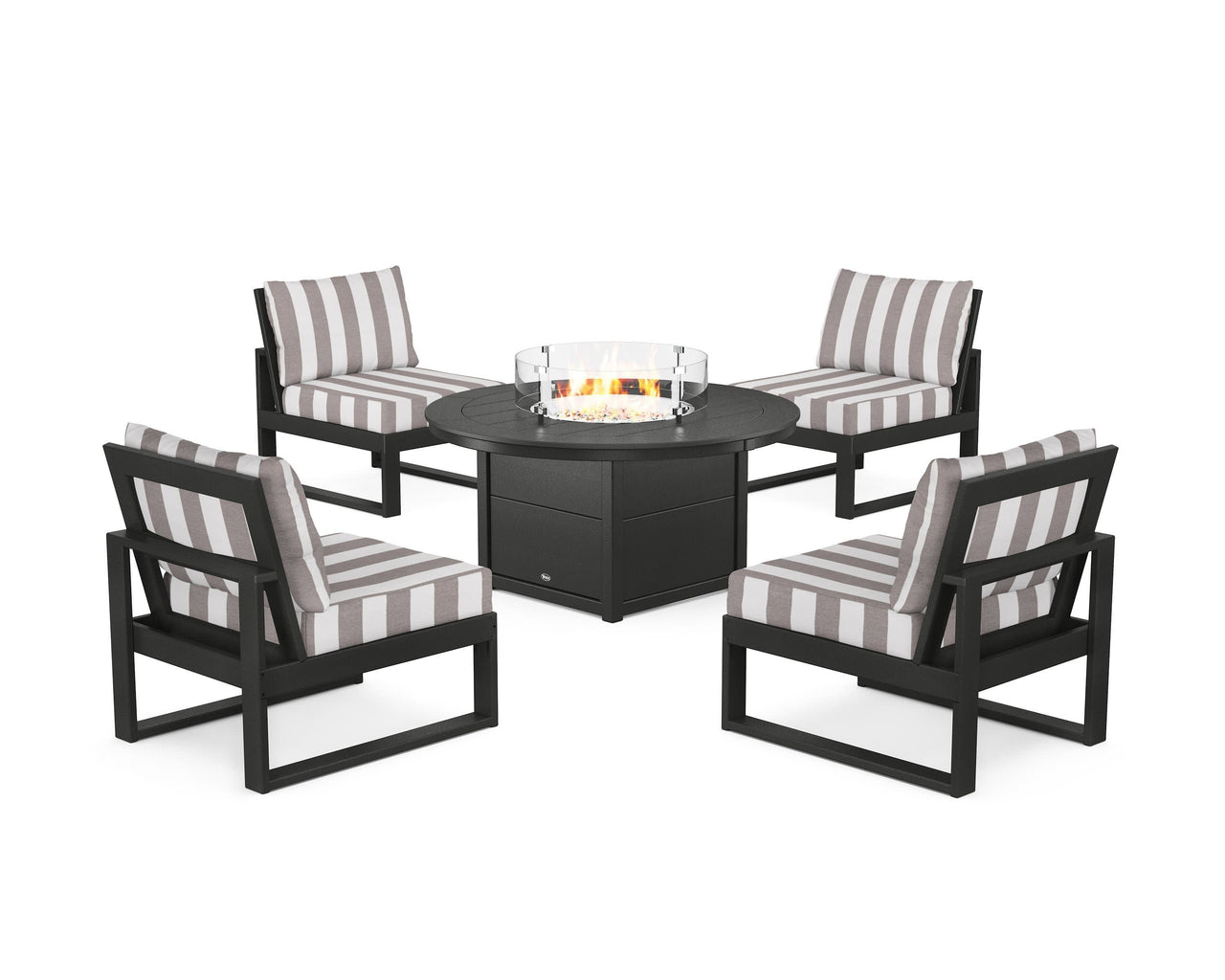 Trex Eastport Modular 5-Piece Deep Seating Set with Round Fire Pit Table