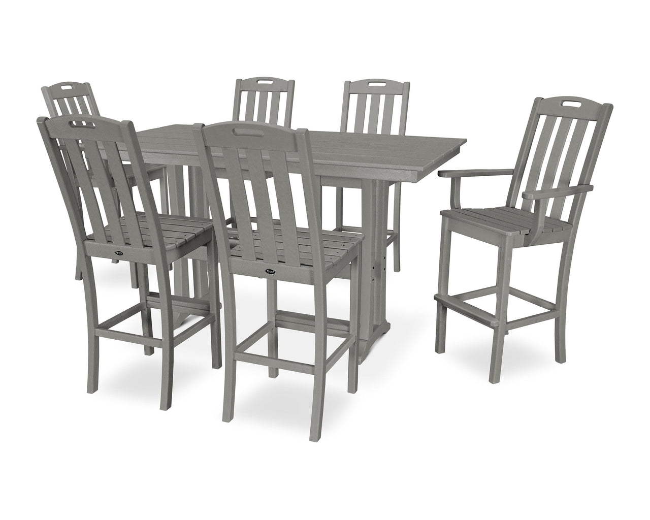 Trex Yacht Club 7-Piece Farmhouse Trestle Bar Set