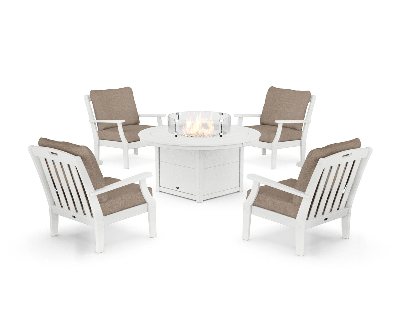 Trex Yacht Club 5-Piece Deep Seating Set with Round Fire Pit Table