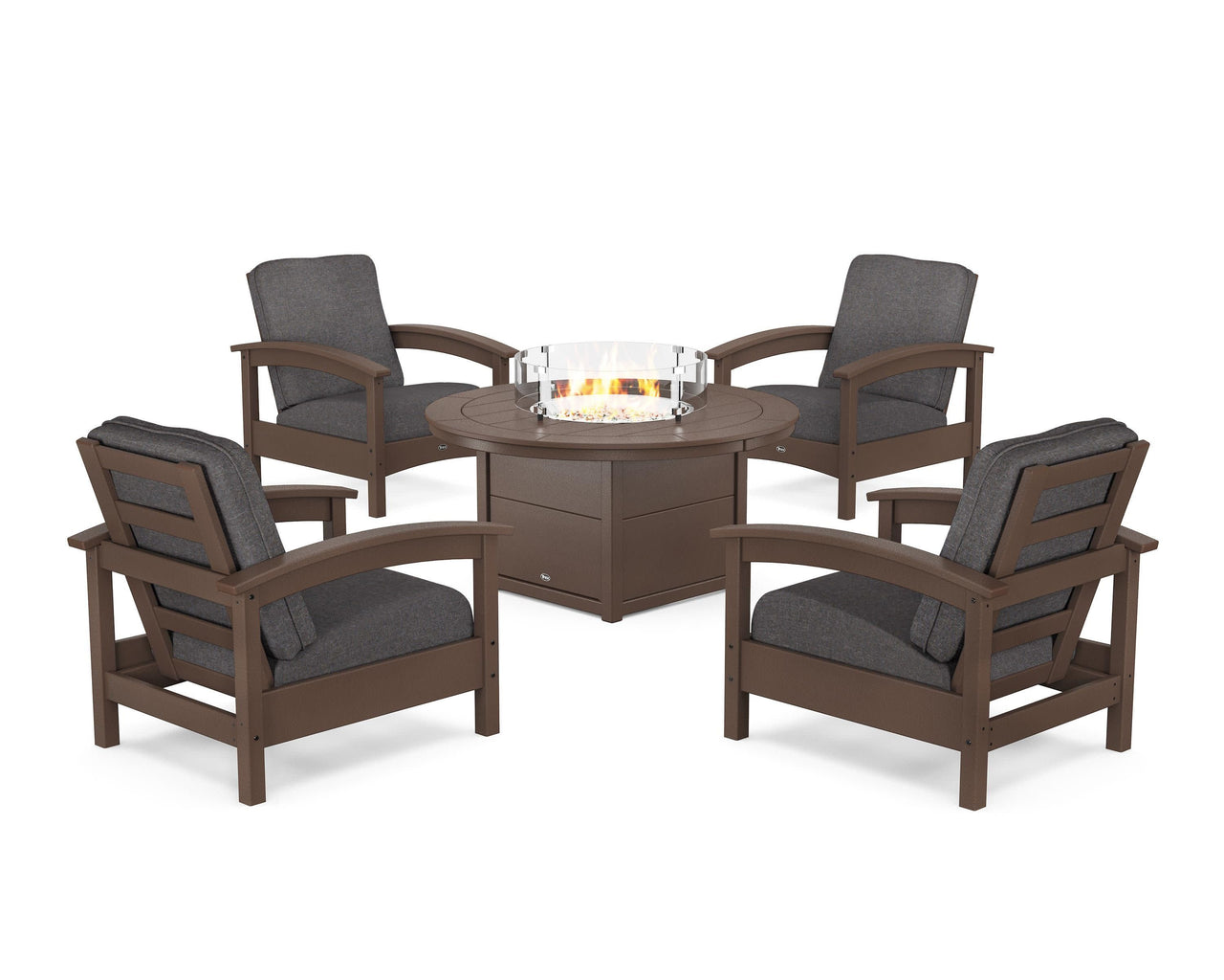 Trex Rockport 5-Piece Deep Seating Set with Round Fire Pit Table