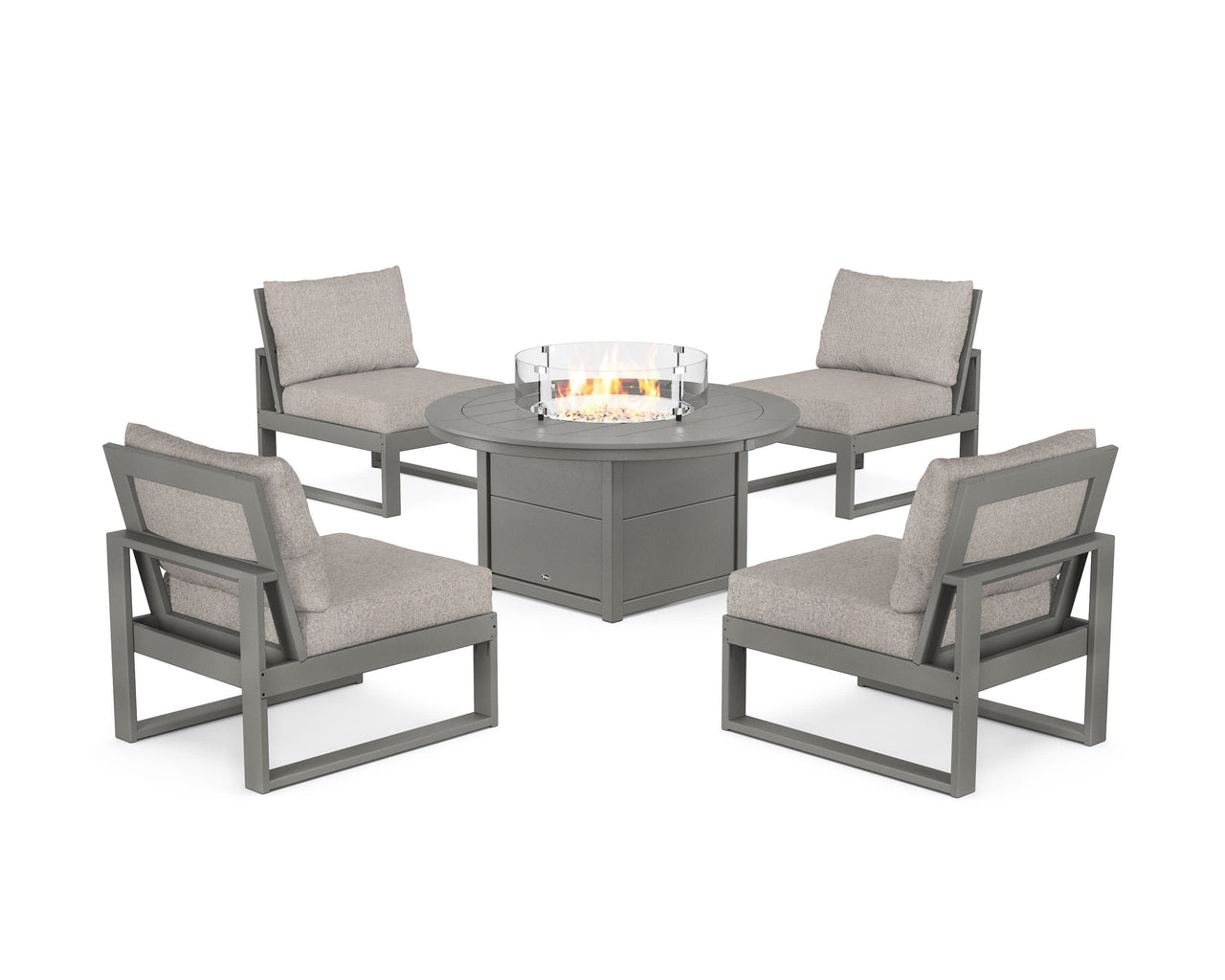 Trex Eastport Modular 5-Piece Deep Seating Set with Round Fire Pit Table