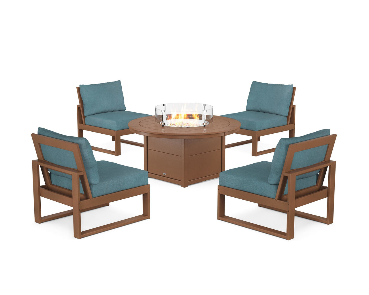 Trex Eastport Modular 5-Piece Deep Seating Set with Round Fire Pit Table
