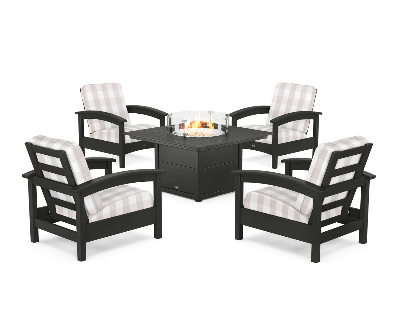 Trex Rockport 5-Piece Deep Seating Set with Square Fire Pit Table