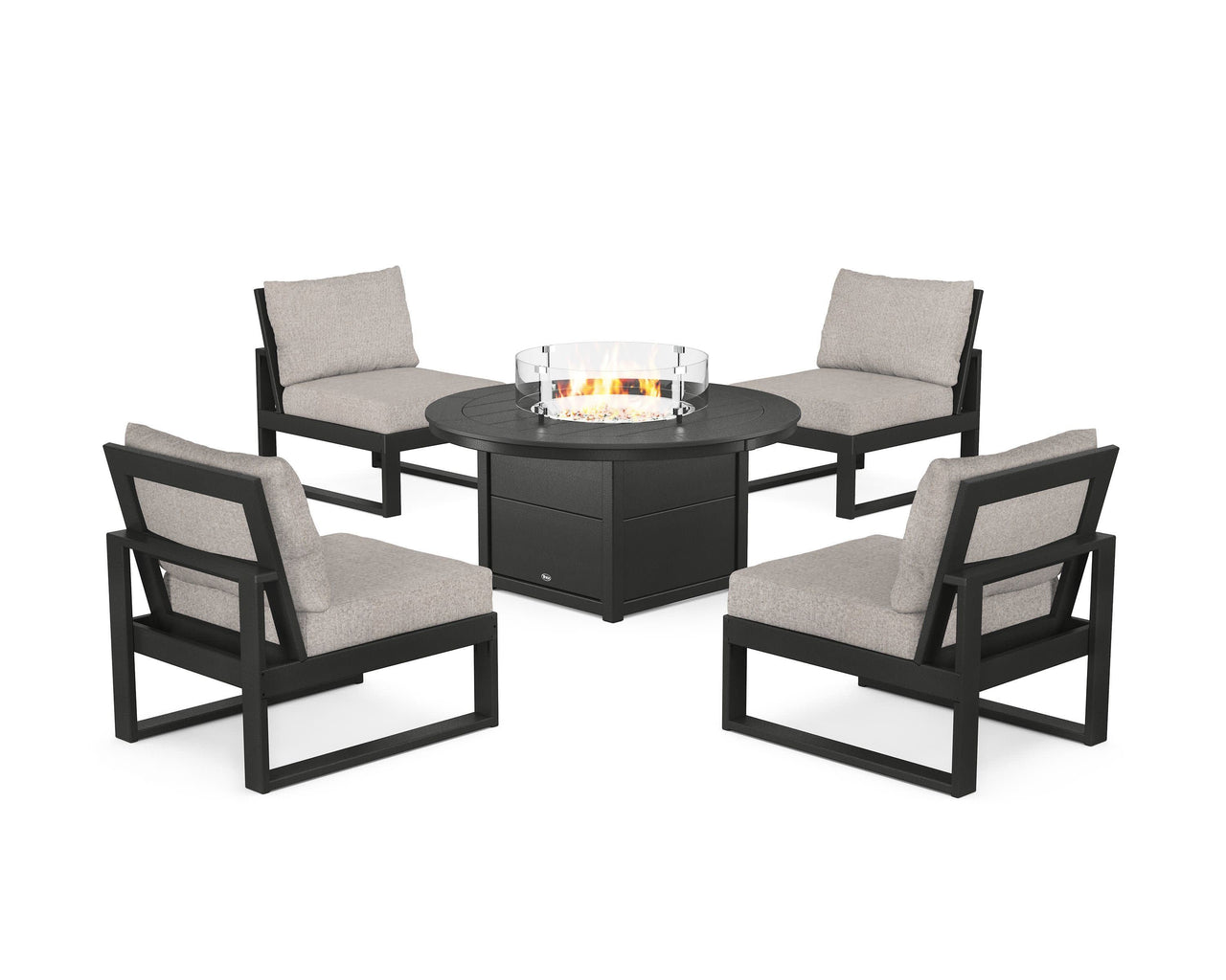 Trex Eastport Modular 5-Piece Deep Seating Set with Round Fire Pit Table